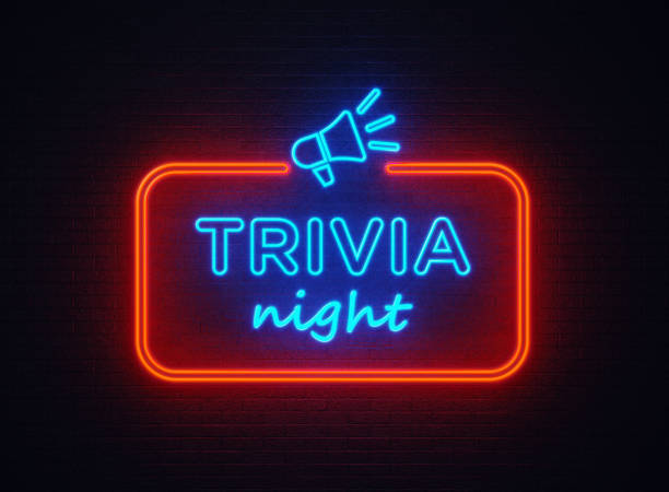 Neon light sign that says "trivia night."